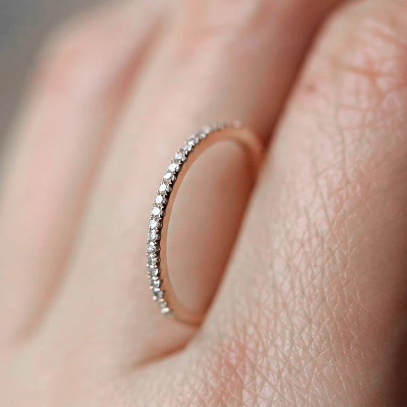 Delicate Micro Pave Zircon Rings For Women Trendy Chic Crystal Daily Dating Women's Stackable Tiny Ring Fashion Jewelry