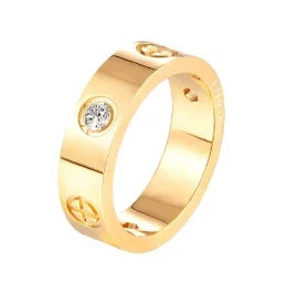 Ring Band Small Clear Crystal Zircon Waterproof Stainless Steel Gold Rings Simple Granular Fine Jewelry