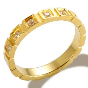 Ring Band Small Clear Crystal Zircon Waterproof Stainless Steel Gold Rings Simple Granular Fine Jewelry