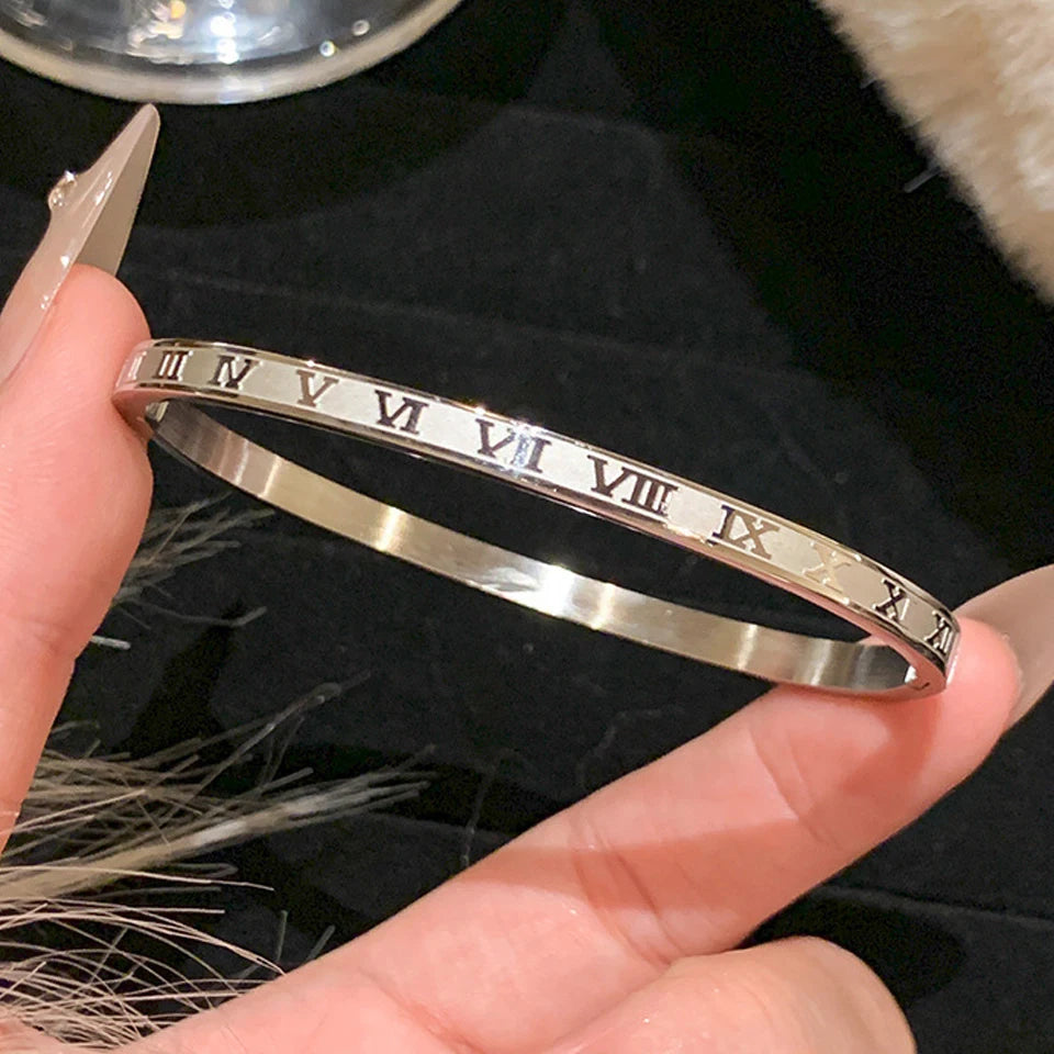 Sparkling Zirconia Inlaid Stainless Steel Bracelet Set for Women Stackable Bangles Fashion Non Fading Jewelry Gift