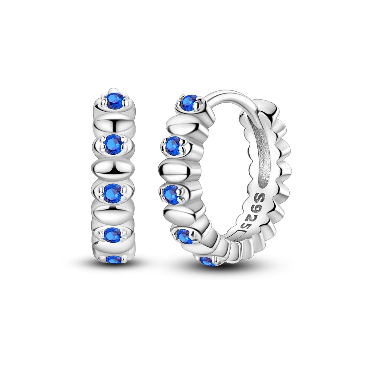 Original Sterling Silver Blue Zirconium Butterfly Earrings Colored Hoop Earrings Women Female Party Fine Earring Jewelry