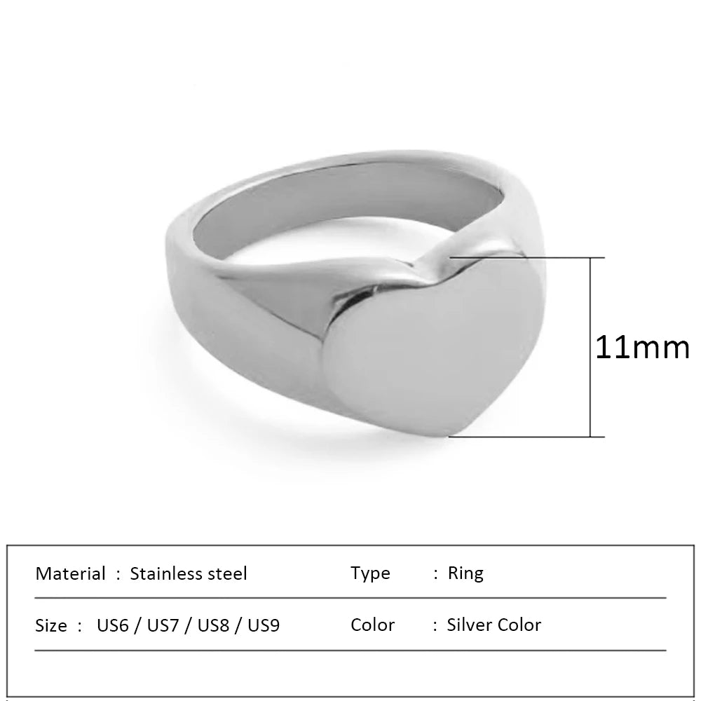 Waterproof Stainless Steel Ring for Women Non-fading Heart Ring Stylish Rings Simple New Jewelry.