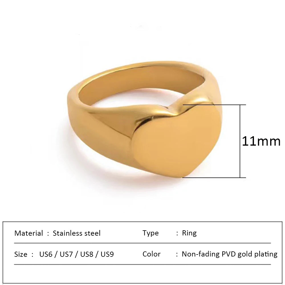 Waterproof Stainless Steel Ring for Women Non-fading Heart Ring Stylish Rings Simple New Jewelry.