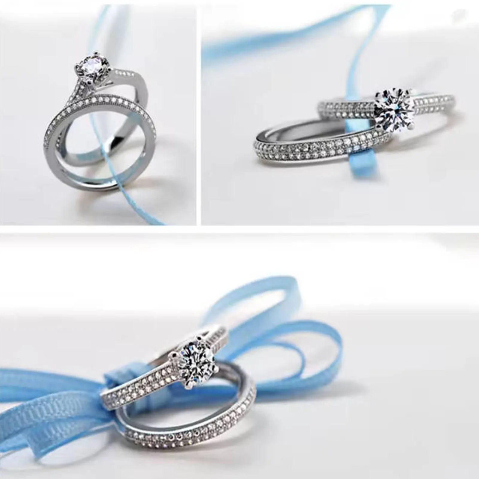 Vintage, Sterling Silver Wedding Ring Set For Women Lady Anniversary Gift Jewelry Bulk Sell