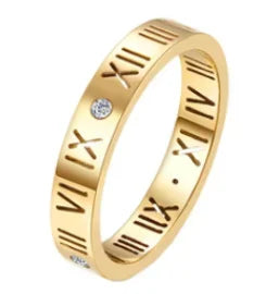 Ring Band Small Clear Crystal Zircon Waterproof Stainless Steel Gold Rings Simple Granular Fine Jewelry