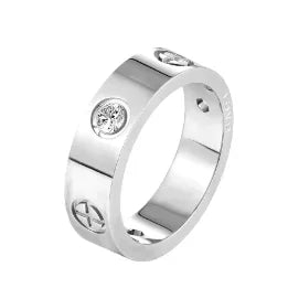 Ring Band Small Clear Crystal Zircon Waterproof Stainless Steel Gold Rings Simple Granular Fine Jewelry