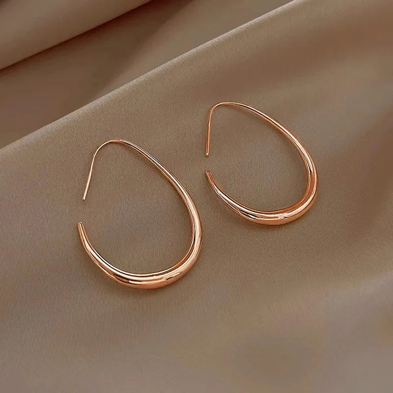 Waterdrop Shaped Big Hoop Earrings for Women Minimalist Metal Earrings Daily Wear Temperament Statement Jewelry.