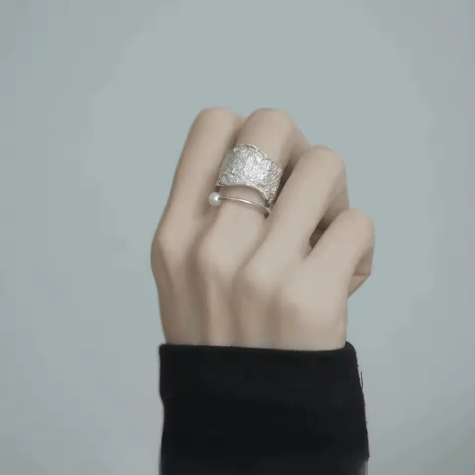 Sterling Silver Rings , Hip Hop Vintage Couples Hollow Lines Punk Thai Silver Party Adjustable  Jewelry