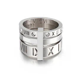 Ring Band Small Clear Crystal Zircon Waterproof Stainless Steel Gold Rings Simple Granular Fine Jewelry