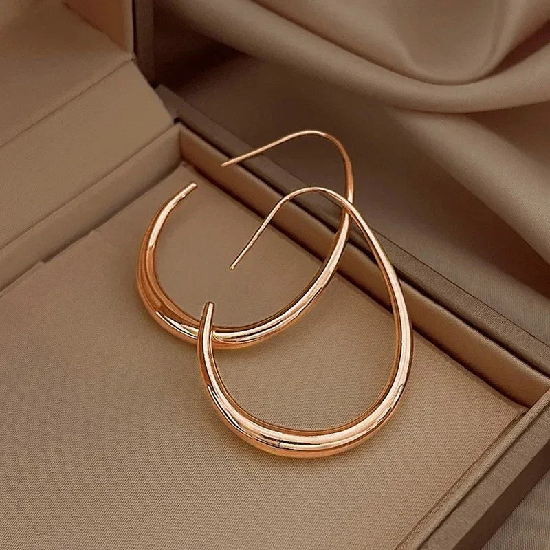 Waterdrop Shaped Big Hoop Earrings for Women Minimalist Metal Earrings Daily Wear Temperament Statement Jewelry.