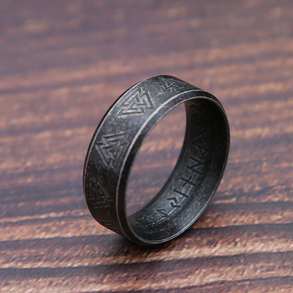 Fashion Retro Viking Rune Ring for Men Women 316L Stainless Steel Odin Letter Rings Couple Simple Amulet Jewelry Gifts Wholesale