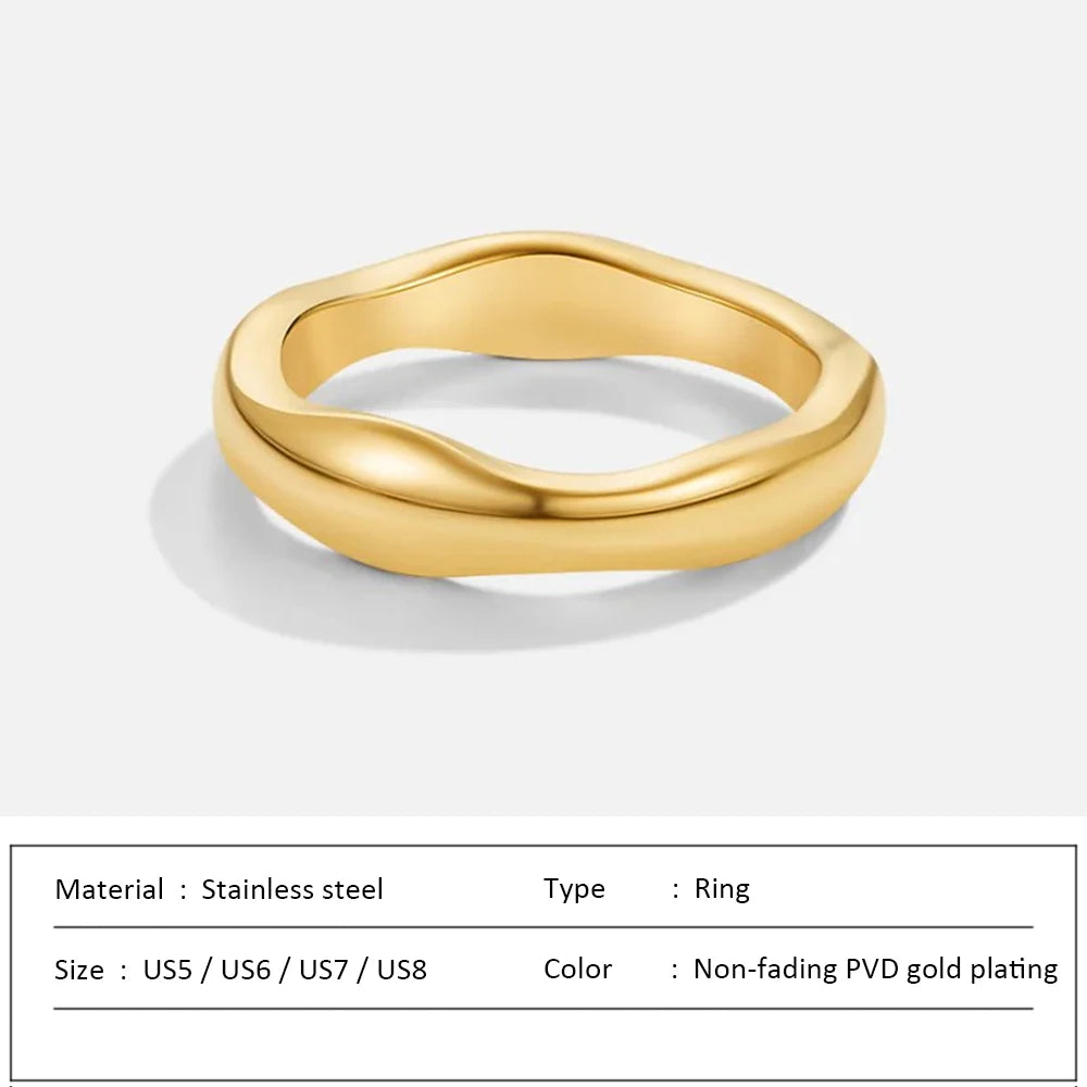 Waterproof Stainless Steel Ring for Women Non-fading Heart Ring Stylish Rings Simple New Jewelry.