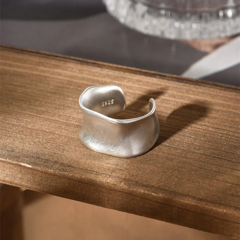 Sterling Silver Rings , Hip Hop Vintage Couples Hollow Lines Punk Thai Silver Party Adjustable  Jewelry