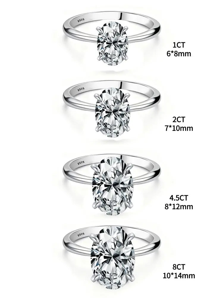 Sterling Silve Zircon Gorgeous Shiny Oval Stone Ring For Women Engagement Wedding Luxury High Quality Fine Jewelry