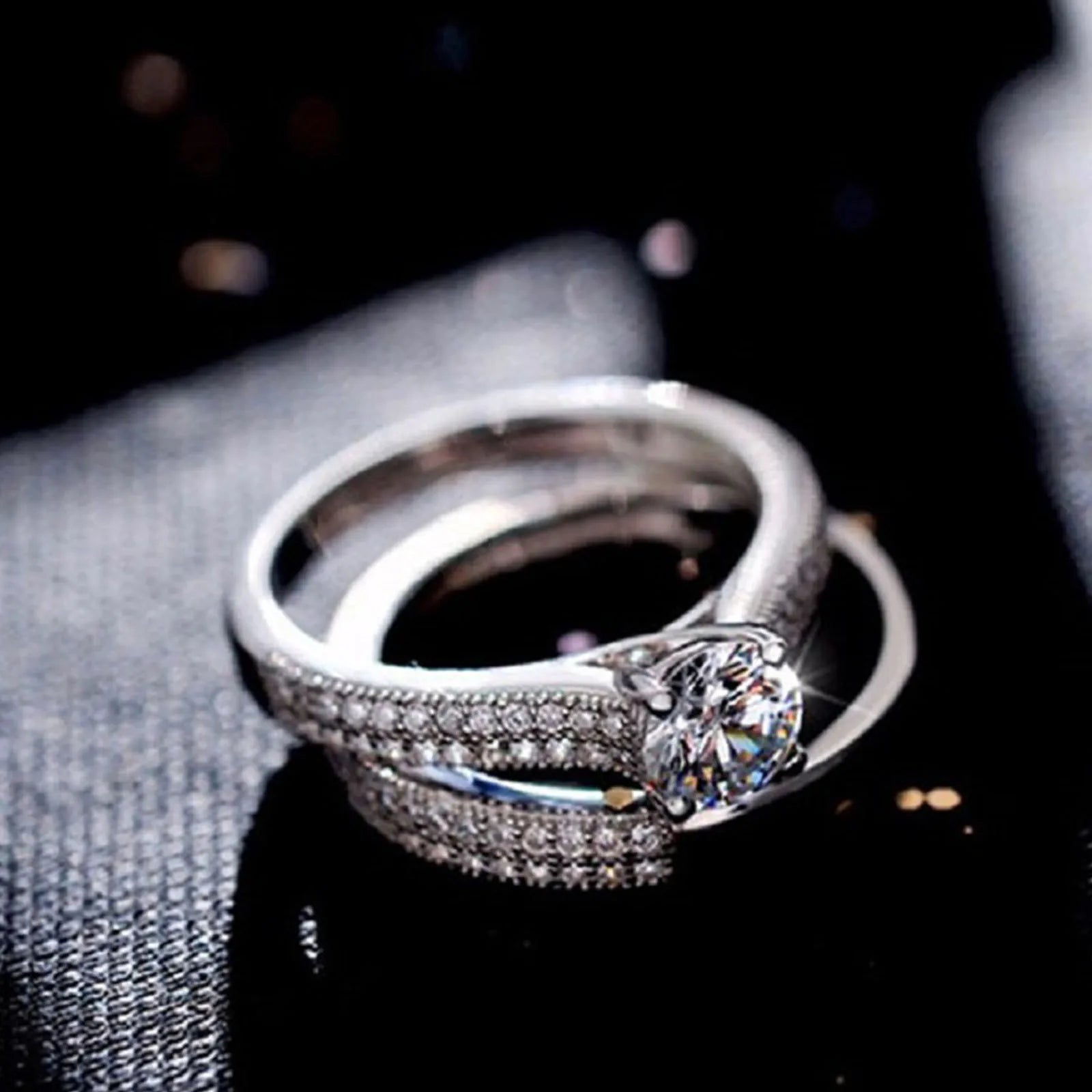 Vintage, Sterling Silver Wedding Ring Set For Women Lady Anniversary Gift Jewelry Bulk Sell