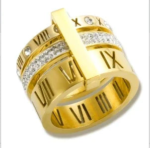 Ring Band Small Clear Crystal Zircon Waterproof Stainless Steel Gold Rings Simple Granular Fine Jewelry