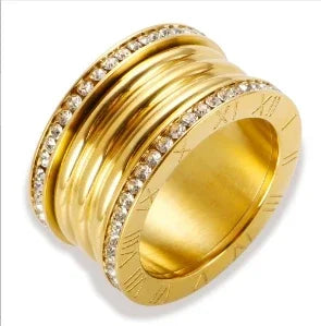 Ring Band Small Clear Crystal Zircon Waterproof Stainless Steel Gold Rings Simple Granular Fine Jewelry