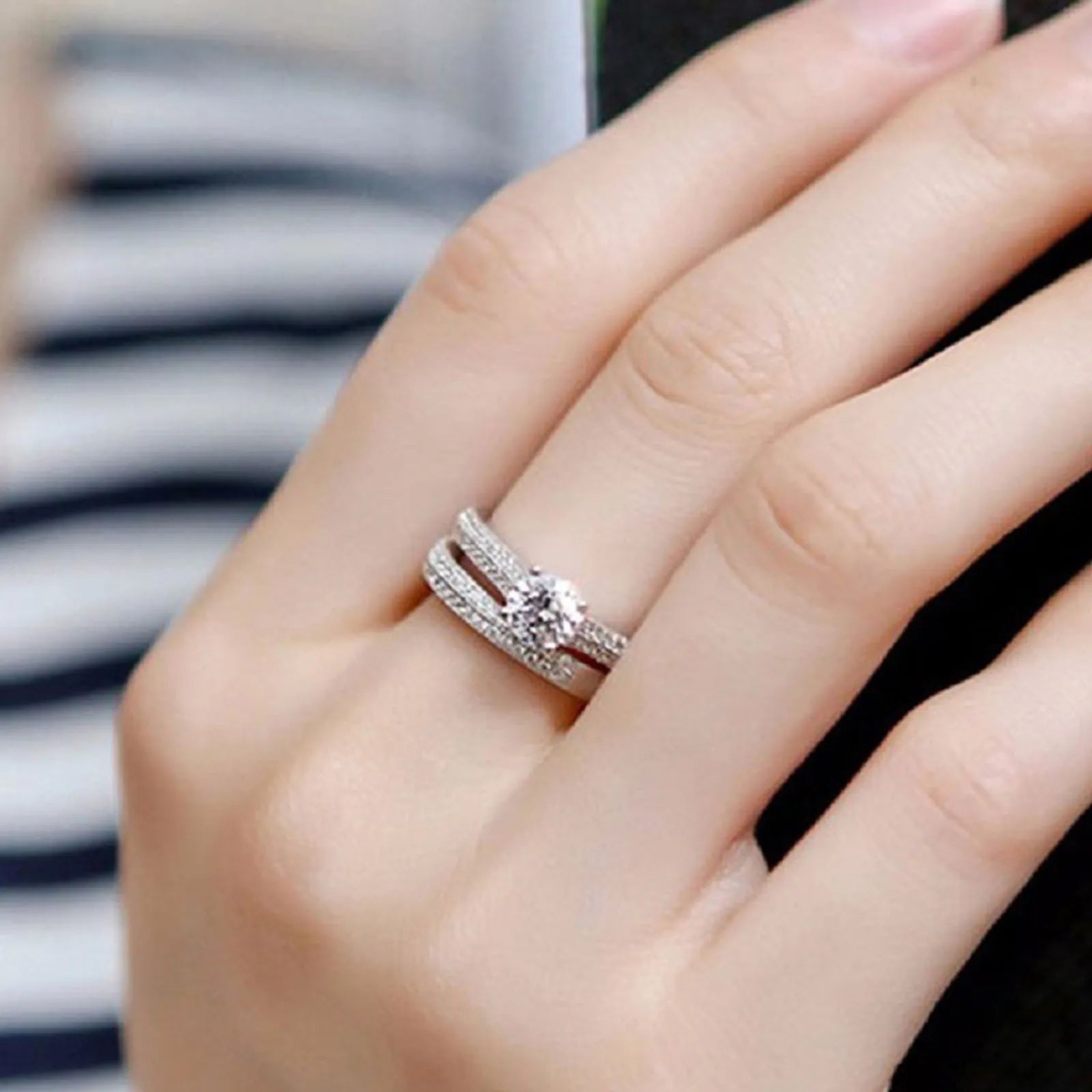 Vintage, Sterling Silver Wedding Ring Set For Women Lady Anniversary Gift Jewelry Bulk Sell