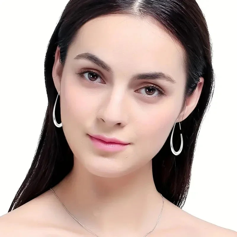 Waterdrop Shaped Big Hoop Earrings for Women Minimalist Metal Earrings Daily Wear Temperament Statement Jewelry.