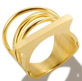 Ring Band Small Clear Crystal Zircon Waterproof Stainless Steel Gold Rings Simple Granular Fine Jewelry