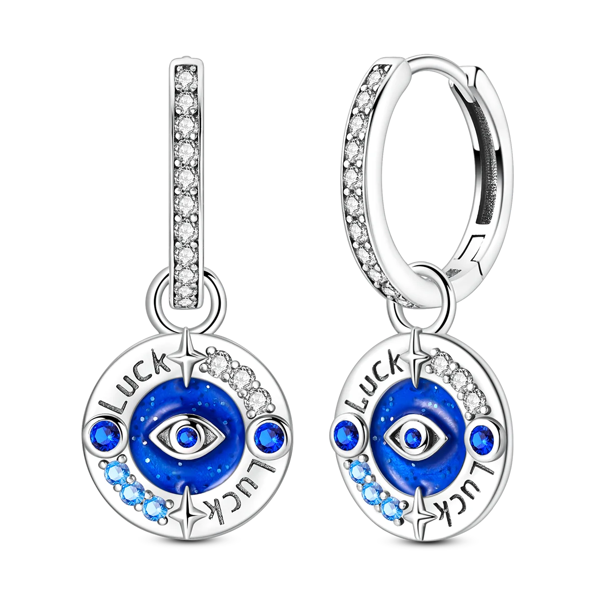 Original Sterling Silver Blue Zirconium Butterfly Earrings Colored Hoop Earrings Women Female Party Fine Earring Jewelry