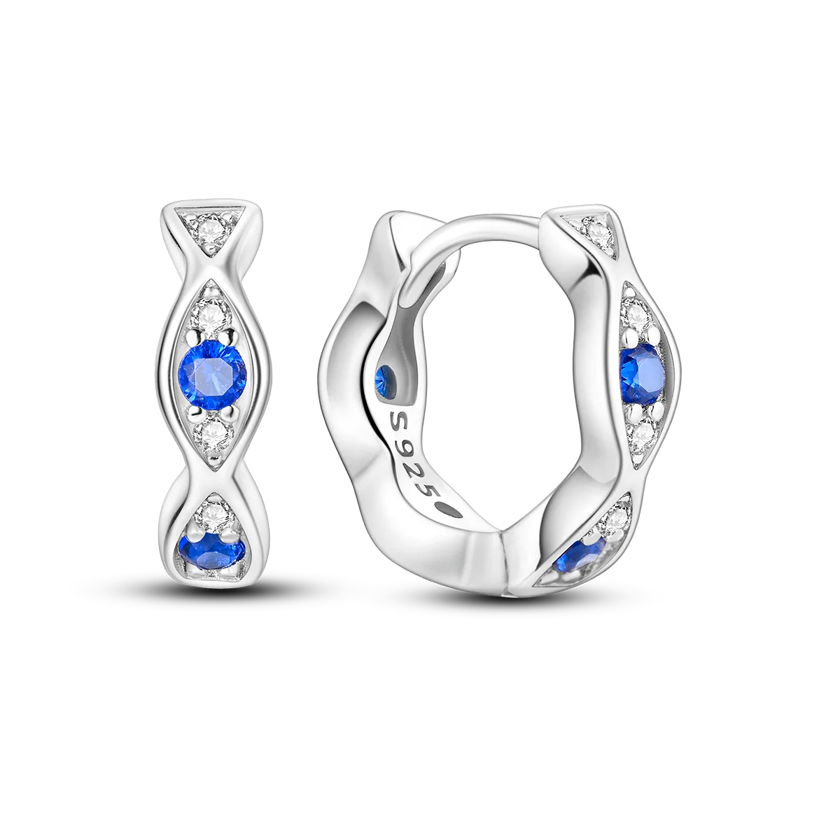 Original Sterling Silver Blue Zirconium Butterfly Earrings Colored Hoop Earrings Women Female Party Fine Earring Jewelry