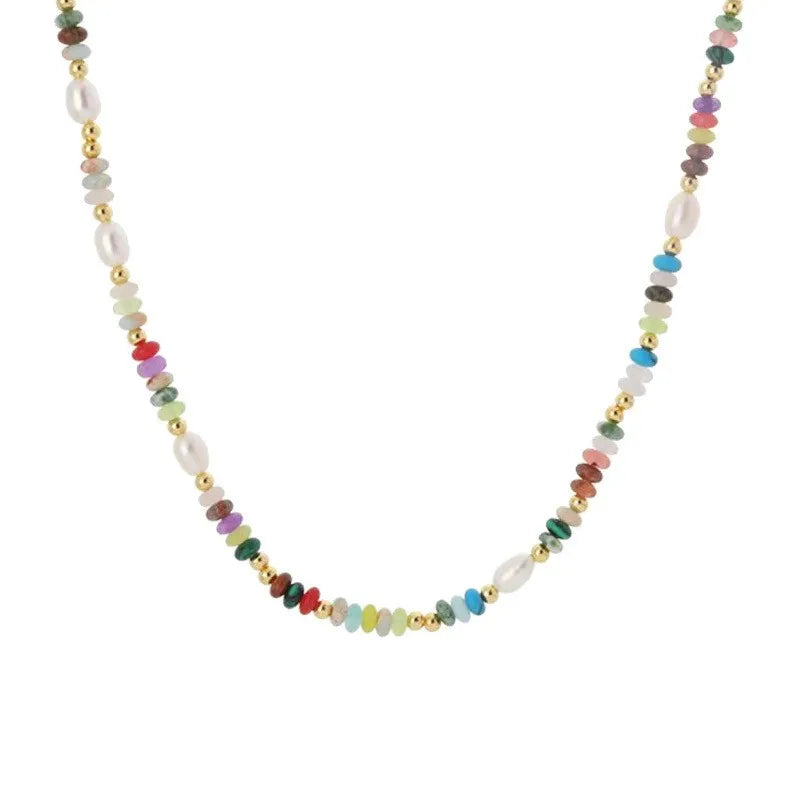 New Arrival Trendy Colorful Beads Stone Natural Freshwater Pearl, Gold Filled Female Jewelry Set For Necklace Bracelet Gifts