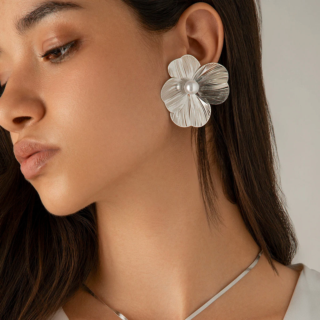 Petal Flower Stud Earrings Women Girls Trend, Goth Geometric Piercing Earring Jewelry.